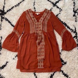 Burnt Orange Peasant Dress
